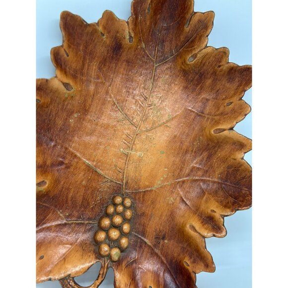 VTG 1959 Molded Wood Grape Leaf Dish Multi Products Inc MCM Decor Room Style - Picture 5 of 9